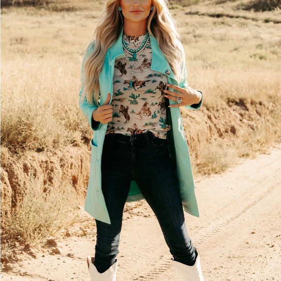 Sterling Kreek Turquoise Suede Unlined light coat - Picture 5 of 16